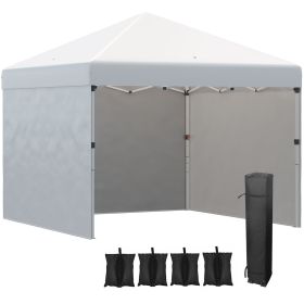 10' x 10' Pop Up Canopy with Leg Weight Bags, Carry Bag, 3 Sidewalls, Height Adjustable ,Event Shelter Gazebo for Garden, White 10' x 10' Pop Up Canopy with Leg Weight Bags, Carry Bag, 3 Sidewalls, Height Adjustable ,Event Shelter Gazebo for Garden, White